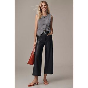 Maeve The Colette Faux-Leather Crop Wide-Leg Pants Black Size 30